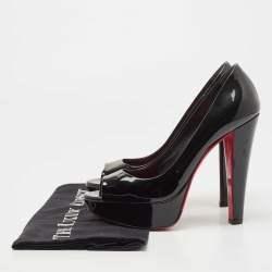 Miu Miu Black Patent Leather Peep Toe Pumps Size 37.5