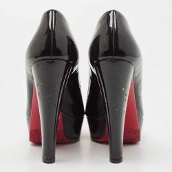 Miu Miu Black Patent Leather Peep Toe Pumps Size 37.5