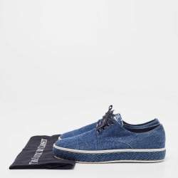 Miu Miu Blue Denim Low Top Lace Up Sneakers Size 37.5