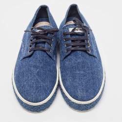 Miu Miu Blue Denim Low Top Lace Up Sneakers Size 37.5