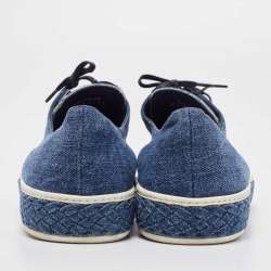 Miu Miu Blue Denim Low Top Lace Up Sneakers Size 37.5