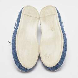 Miu Miu Blue Denim Low Top Lace Up Sneakers Size 37.5
