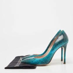Miu Miu Blue/Black Embossed Snakeskin Pointed Toe Pumps Size 39.5