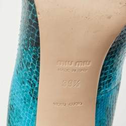 Miu Miu Blue/Black Embossed Snakeskin Pointed Toe Pumps Size 39.5