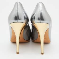Miu Miu Silver/Gold Patent Leather Platform Pumps Size 39.5