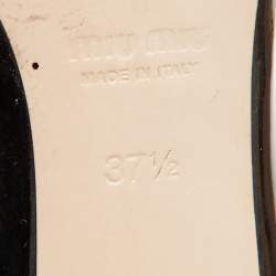 Pre Owned Miu Miu Black / Yellow Patent Leather Bow Detail Peep Toe Platform Pumps Size 37.5