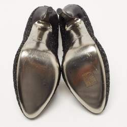 مملوكة مسبقًا Miu Miu Black Glitter Round Toe Pumps Size 38
