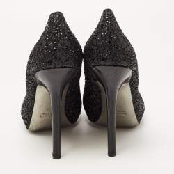 مملوكة مسبقًا Miu Miu Black Glitter Round Toe Pumps Size 38