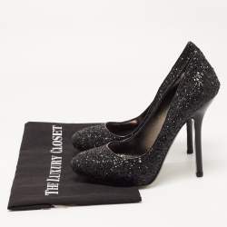 مملوكة مسبقًا Miu Miu Black Glitter Round Toe Pumps Size 38