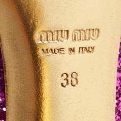 Pre Owned Miu Miu Purple Coarse Glitter Pumps Size 38