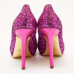 Pre Owned Miu Miu Purple Coarse Glitter Pumps Size 38