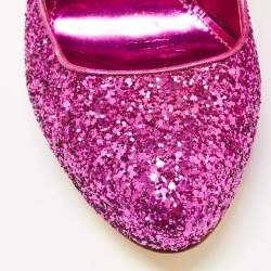 Pre Owned Miu Miu Purple Coarse Glitter Pumps Size 38