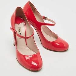 Miu Miu Pink Patent Leather Mary Jane Pumps Size 38