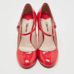 Miu Miu Pink Patent Leather Mary Jane Pumps Size 38