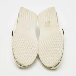 Pre Owned Miu Miu Cream Mesh Crystal Embellished Slip On Sneakers Size 37.5