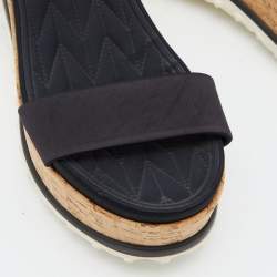 Miu Miu Black Satin Ankle Strap Platform Sandals Size 39.5