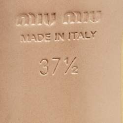 Pre Owned Miu Miu Light Yellow Satin Faux Pearl and Crystal Embellished Pumps Size 37.5