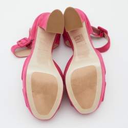 Miu Miu Pink Suede Platform Block Heel Sandals Size 38.5