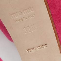 Miu Miu Pink Suede Platform Block Heel Sandals Size 38.5