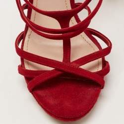 Miu Miu Red Suede Strappy Platform Sandals Size 36