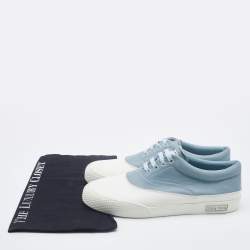 Miu Miu Blue/White Leather Lace Up Sneakers Size 38.5