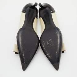 Miu Miu Two Tone Patent Leather Double Bow Pointed Toe Pumps Size 38