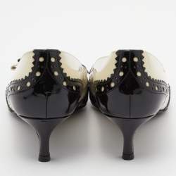Miu Miu Two Tone Patent Leather Double Bow Pointed Toe Pumps Size 38