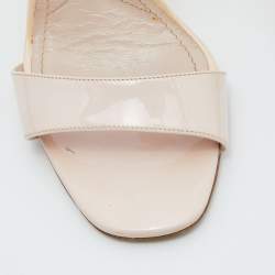 Miu Miu Light Pink Patent Leather Crystal Heel Sandals Size 35