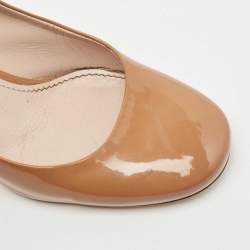 Miu Miu Brown Patent Leather Crystal Embellished Block Heel Pumps Size 36