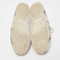 Miu Miu Silver Coarse Glitter Logo Print Low Top Sneakers Size 40