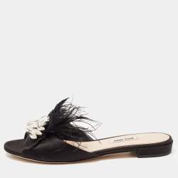 Miu miu embellished discount faux fur slippers