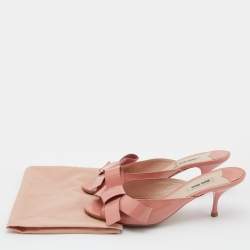 Miu Miu Pink Patent Leather Bow Slide Sandals Size 40