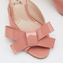 Miu Miu Pink Patent Leather Bow Slide Sandals Size 40
