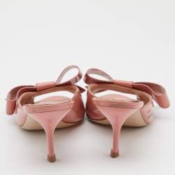 Miu Miu Pink Patent Leather Bow Slide Sandals Size 40