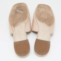 Miu Miu Beige Patent Leather Crystal Embellished Flat Slides Size 40
