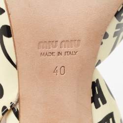 Miu Miu Light Yellow Printed Patent Leather Slingback Pumps Size 40
