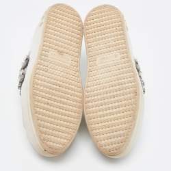 Miu Miu White Leather Crystal Embellished Platform Sneakers Size 37