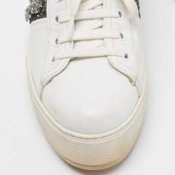 Miu Miu White Leather Crystal Embellished Platform Sneakers Size 37