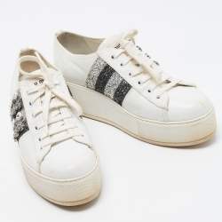Miu Miu White Leather Crystal Embellished Platform Sneakers Size 37