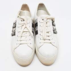 Miu Miu White Leather Crystal Embellished Platform Sneakers Size 37