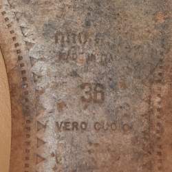Pre Owned Miu Miu Beige Leather Logo Detail Ballet Flats Size 36