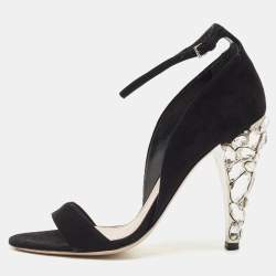 Miu Miu Black Suede Ankle Strap Sandals Size 37