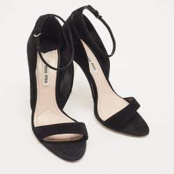 Miu Miu Black Suede Ankle Strap Sandals Size 37