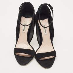 Miu Miu Black Suede Ankle Strap Sandals Size 37