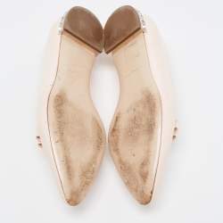 Miu Miu Light Pink Patent Leather Bow Crystal Embellished Smoking Slippers Size 36