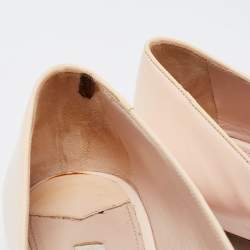 Miu Miu Light Pink Patent Leather Bow Crystal Embellished Smoking Slippers Size 36