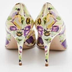 Miu Miu Multicolor Printed Patent Leather Pointed Toe Pumps Size 37.5