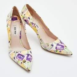 Miu Miu Multicolor Printed Patent Leather Pointed Toe Pumps Size 37.5