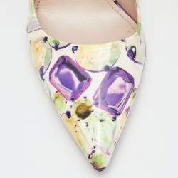 Miu Miu Multicolor Printed Patent Leather Pointed Toe Pumps Size 37.5