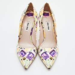 Miu Miu Multicolor Printed Patent Leather Pointed Toe Pumps Size 37.5